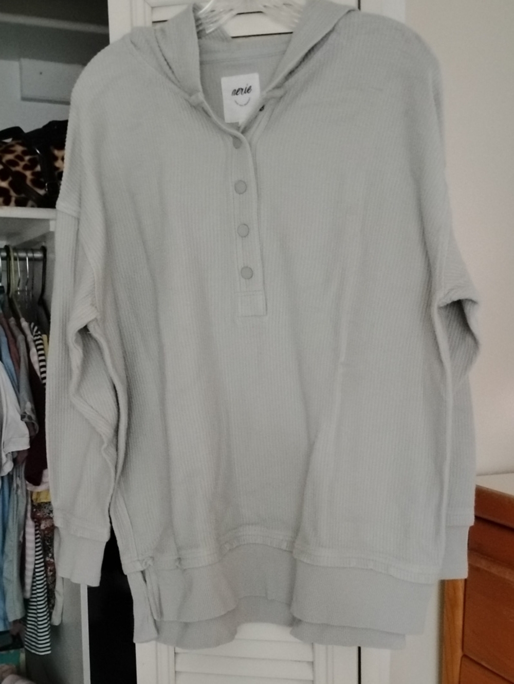 AERIE Oversized Textured Hooded Sweatshirt